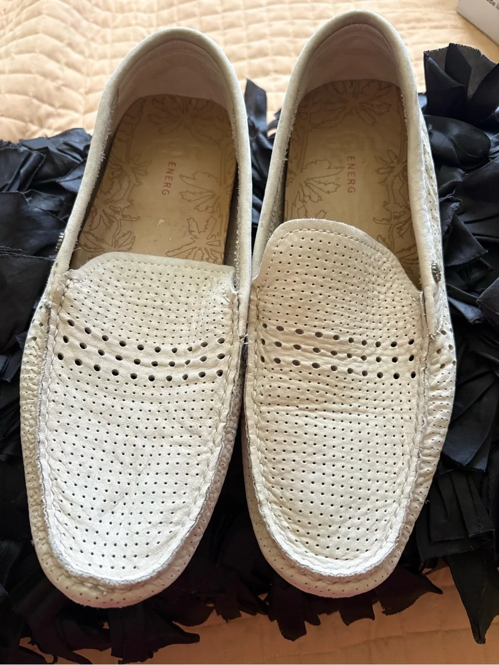 UGG Men's White Perforated Leather Slip-On Loafers